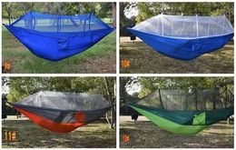 12 Colours 260*140cm Portable Hammock With Mosquito Net Single-person Hammock Hanging Bed 161QH