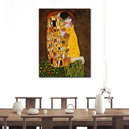 Famous Female Canvas Art The Kiss Gustav Klimt Oil Painting Reproduction Handmade High Quality