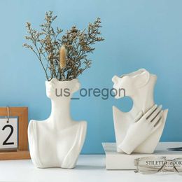 Vases Ceramic Vase Nordic Home Decor Vases Sculpture Room Decoration Dried Flowers Flower Pot Creativity Female Body Art Furnishings x0630