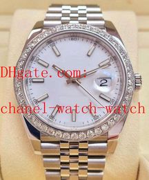 Real Photo Stainless Steel Bracelet 41MM White dial Diamond bezel Mechanical Automatic Mens Watches Men's Sports Wristwatches