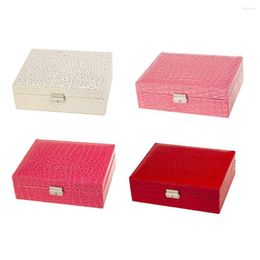 Jewellery Pouches PU Leather Box Earrings Rings Pendants With Mirror Storage Case