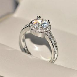 Cluster Rings CAOSHI Elegant Lady's Wedding Ring Shiny Zirconia Jewelry For Proposal Ceremony Trendy Engagement Bands Silver Color