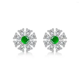 Stud Earrings WINWOS Momulberry Stone Retro Emerald Studs S925 Sterling Silver Plated 18k Platinum Women's Sparkling Fine Jewellery