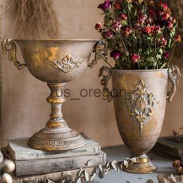 Vases ical Goblet Flower Vintag Vase Flower Pot Retro Wrought Iron Flower Arrangement Gold Candlestick Vase Decoration Home x0630