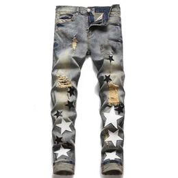 Il designer maschile europeo e americano Jeans Hip-Hop High Street Fashion Brand Cycling Camioncample Slim Pencil