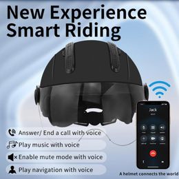 Motorcycle Helmets Smart Electric Bike Hats Voice Call Navigation Caps Built-in Rechargeable Battery Riding Accessories