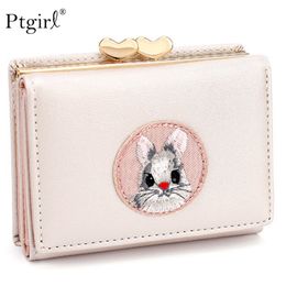 Cute Multi-card Women Wallet Rabbit Cloth Stickers Change Folder Ptgirl Japanese Kawaii Girl Short Multi-function Coin Card Sets