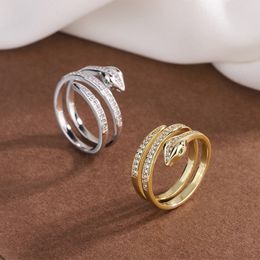 With Side Stones Minimalist 925 Sterling Silver Snake Rings for Women Gold Creative Hollow Irregular Geometric Birthday Party Jewelry Gifts 230630