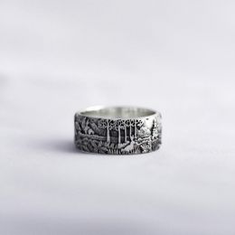 Literary Vintage Rings for Men and Women Creative Life Breath Embossed Couple Party Vacation Jewellery Accessories