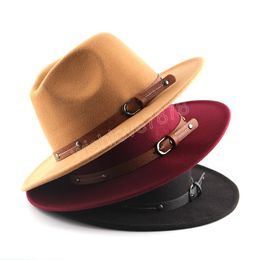 Spring Winter Vintage Men Jazz Hat Fedora Hats for Women British Church Wide Brim Round Bowler Felt Caps