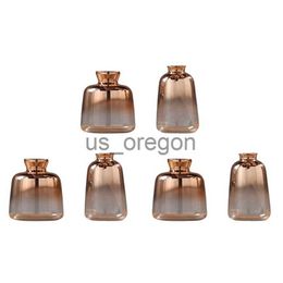 Vases 6 Pack Glass Vase Nordic Electroplated Gold Vase Glass Flower Vases For Home Decor Dried Flower Bottle Bar Decoration x0630