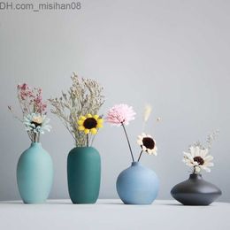 Vases Japanese Style Flower Vase Colourful Ceramic Flower Vase Minimalist Desktop Mini Vase Home Decorative Craft SH190925 Z230630