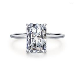 Cluster Rings Kinel 925 Sterling Silver Simple Luxury 5 Square Cubic Zircon Ring For Women Original Certified Wedding Engagement Jewellery