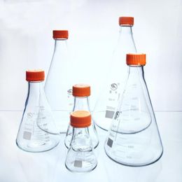 3pcs/set Screw Cap Conical Flask High Borosilicate Glass Thicked Type Erlenmeyer Temperature Resistance GL45