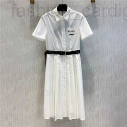 Plus size Dresses designer Embroidered Letter Shirts For Women Summer Fashion Design Skirts Charm Ladies White Dress With Belt ZQEI