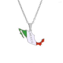 Pendant Necklaces Fashion Mexico Map Flag Necklace For Women Men Gold Silver Color Stainless Steel Charm Mexican Jewelry Gifts