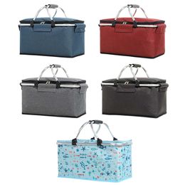 Lunch Bags Insulated Cooler Bag Large Folding Collapsible Picnic Basket Portable Tote 230628