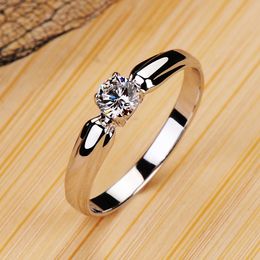 With Side Stones Luxury Female Small Round Stone Ring Real 925 Sterling Silver Engagement Crystal Solitaire Wedding Rings For Women 230630