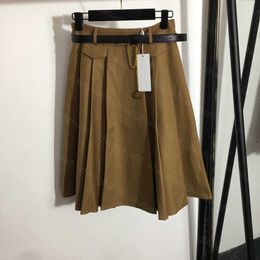 23ss designer Skirts womens designer clothing Custom logo pendant belt with high waist A-line skirt High quality women clothes