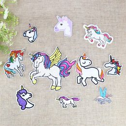 10 Kinds of Unicorn Patches for Clothing Bags Iron on Transfer Applique Patch for Dress Jeans DIY Sew on Embroidery Kids Fancy Sti196w