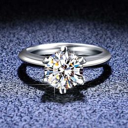 Solitaire Ring Solitaire Ring Sterling Silver Solid Wedding Ring 6 Prong 05CT 1CT 2CT Diamond Engagement Rings For Women Promise Gift Fine Jewellery 230203 Z230630