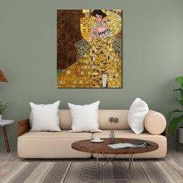 High Quality Reproduction of Gustav Klimt Painting Portrait of Adele Bloch Bauer Modern Canvas Art for Kitchen Room Hand Painted