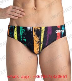 Men's Swimwear Team Painted Stripes Brief Swimsuit Triangle swimsuit Leg Boxer Swimming Trunks Panties Training Pants 230630