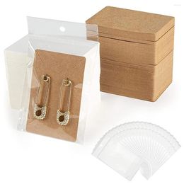 Jewelry Pouches 50PCS Earring Necklace Storage Paper Cards And Opp Hang Bags Brown Black White Stands Display Hangtag Retail Exhibitor