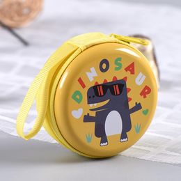 Bags 12 Pc/Lot Cute Cartoon Dinosaur Round Tin Iron Box / Mini Pouch / Metal Pencil Case/Coin Storage Headset Bag/Gift