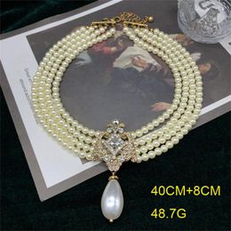 Stud Earrings Multilayer Pearl Necklace Set Elegant Temperament Jewelry Women Banquet Dress Accessories