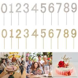 Festive Supplies Gold/Silver 0-9 Number Digital Cake Topper Birthday Wedding Decoration Baby Shower Anniversary Party Insert