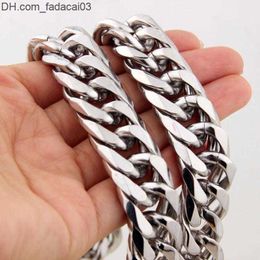 Chains 1921mm Heavy Cuban Chains Men Hip Hop Jewellery Silver Colour Thick Stainless Steel Long Big Chunky hip hop Necklace Gift 220715 Z230630