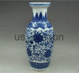 Vases Chinese Handwork White And Blue Porcelain Painting Flower Rattan Elegant Vase x0630