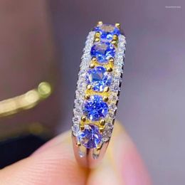 Cluster Rings Arrival Natural Real Tanzanite Gemstone For Women Solid 925 Sterling Silver Fine Jewelry Female Engagement Ring