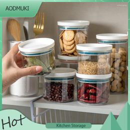 Storage Bottles Japanese-Style Home Kitchen Round Transparent Bottle Stackable Moisture-Proof Seal Cereal Biscuit Plastic Container