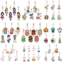 Curtains New 5d Diamond Painting Keychain Easter Rabbit Cute Girl Keychain Diamond Mosaic Set Gift for Wowen Keyring Bags Pendant Decor