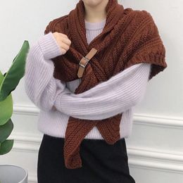 Scarves Autumn Winter Knitted Poncho Fashion Women Scarf Shawl Solid Colour Jumper Knitwear Holiday Vintage Cape Batwing Sleeve