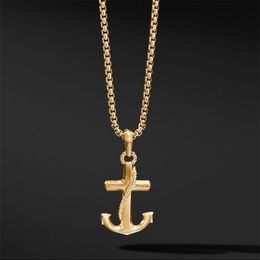 Charms 18K Yellow Gold Anchor Amulet Pendant Necklace Fine Jewerly Without Stone Good quality No Lose Color 230629