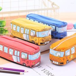 Bus Cute Pencil Case Canvas Stationery Box Large Capacity Pen Bag School Cases For Children Kawaii Student Gifts