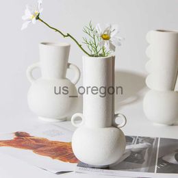 Vases Nordic minimalist ins style wide mouth ceramic vase modern home decoration Unglazed Frosted Vase ceramic handicraft ornaments x0630