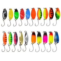 Fishing Accessories JYJ 20pieces a box colorful metal jig spoon lure bait for fishing tackle spinner wobbler pesca trout 230629