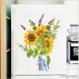 Other Home Decor Painted Sunflower Flower Arrangement Refrigerator Stickers For Door Bedroom Home Cabinet Decoration Removable R230630