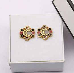 Mixed Simple 18K Gold Plated 925 Silver Designer Stud Womens Lady Wedding Party Earrings Crystal Rhinestone Jewellery