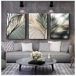 Other Home Decor Golden Palm Leaf Plant Canvas Painting Nordic Art Poster Print Decoration Picture Artwork Home Decor R230630