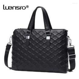Briefcases 2023 Design Men Briefcase Business Bag Genuine Leather Laptop High Quality Shoulder Bags Handbag Office