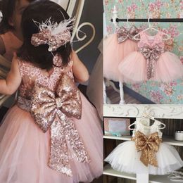 Girl s Dresses Citgeett Summer Kids Baby Girl Sequins Boknot Dress Party DressesDress Wedding Bridesmaid Birthday Princess 230630