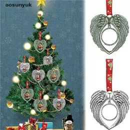 Christmas Decoration Sublimation Blanks Angel Wings Shape Pendent Hot Transfer Printing Xmas DIY Consumables Supplies JN30