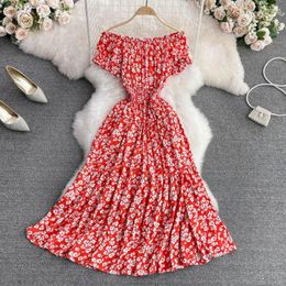 Party Dresses Off Shoulder Dress Elegant Beach Floral Woman Polka Dot Vintage Summer Boho For Women 2023 Korean Clothes