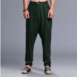 Active Pants Men Yoga Tai Chi Pant Cotton Linen Loose Wide Leg Baggy Running Jogger Fitness Gym Workout Casual Sportswear Sweatpant