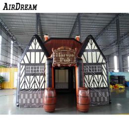 5m-10m Custom Design Portable Outdoor Inflatable Irish Pub Bar Tent House with Casks Blow Up For Event Party